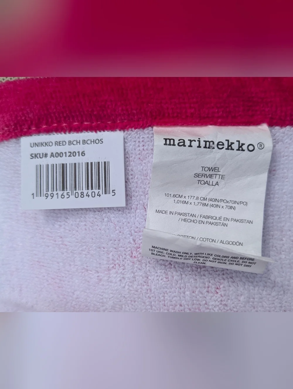 Marimekko Unikko Towel Red Pink White Floral Beach Bath Towel Finnish Design New